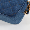 VERSACE Chain Shoulder Bag Denim Blue Gold Auth 118959M-17