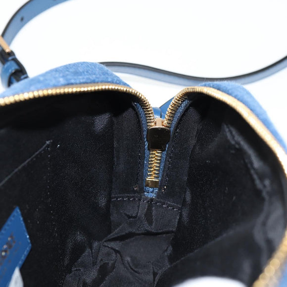 VERSACE Chain Shoulder Bag Denim Blue Gold Auth 118959M