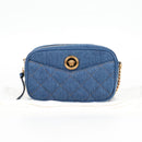 VERSACE Chain Shoulder Bag Denim Blue Gold Auth 118959M-12