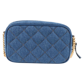 VERSACE Chain Shoulder Bag Denim Blue Gold Auth 118959M - 0