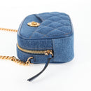 VERSACE Chain Shoulder Bag Denim Blue Gold Auth 118959M-3