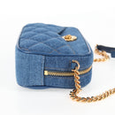VERSACE Chain Shoulder Bag Denim Blue Gold Auth 118959M-4