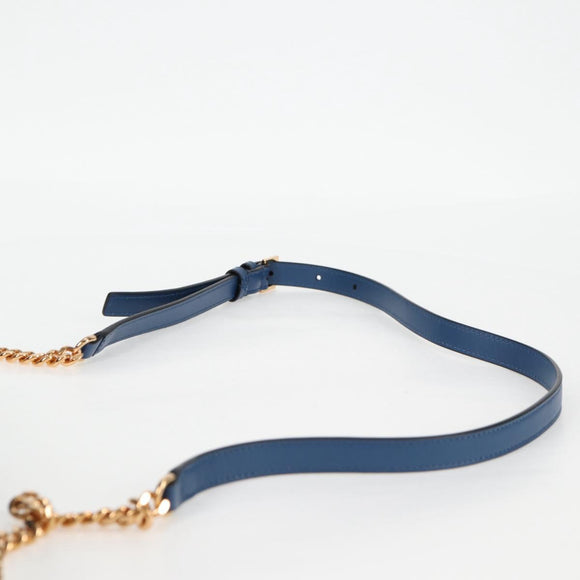 VERSACE Chain Shoulder Bag Denim Blue Gold Auth 118959M