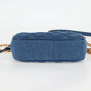 VERSACE Chain Shoulder Bag Denim Blue Gold Auth 118959M-5
