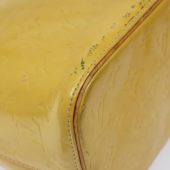 LOUIS VUITTON Monogram Vernis Houston Hand Bag Lime Yellow M91055 LV Auth 119005