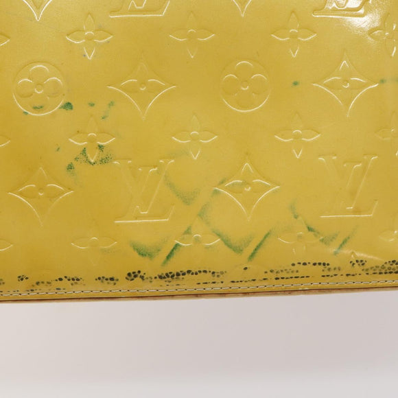 LOUIS VUITTON Monogram Vernis Houston Hand Bag Lime Yellow M91055 LV Auth 119005