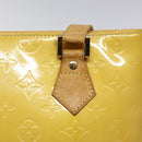 LOUIS VUITTON Monogram Vernis Houston Hand Bag Lime Yellow M91055 LV Auth 119005-17