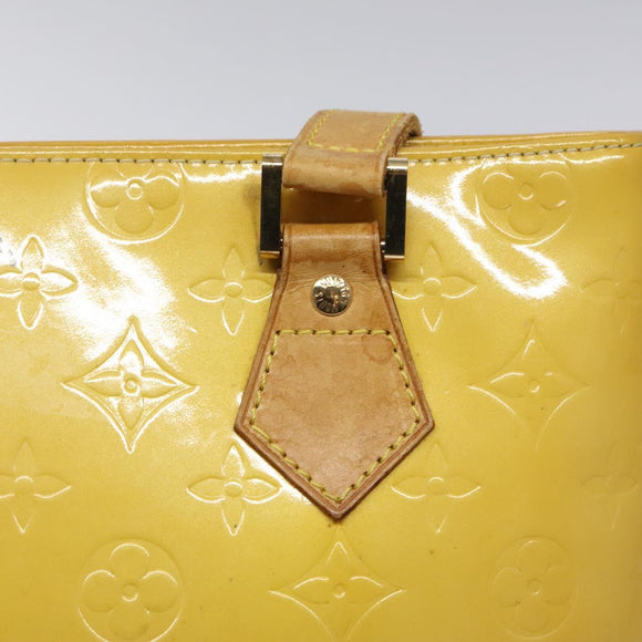 LOUIS VUITTON Monogram Vernis Houston Hand Bag Lime Yellow M91055 LV Auth 119005