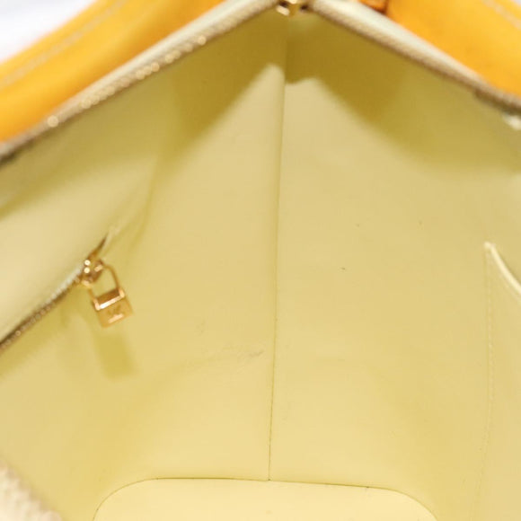 LOUIS VUITTON Monogram Vernis Houston Hand Bag Lime Yellow M91055 LV Auth 119005