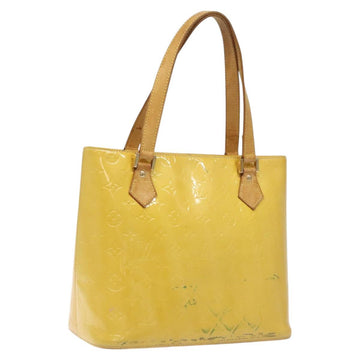LOUIS VUITTON Monogram Vernis Houston Hand Bag Lime Yellow M91055 LV Auth 119005