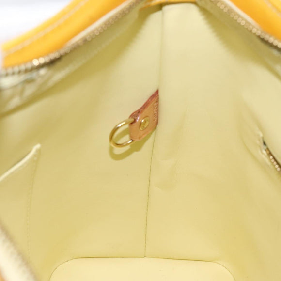 LOUIS VUITTON Monogram Vernis Houston Hand Bag Lime Yellow M91055 LV Auth 119005