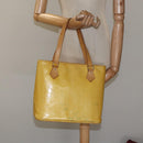 LOUIS VUITTON Monogram Vernis Houston Hand Bag Lime Yellow M91055 LV Auth 119005-24