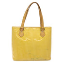 LOUIS VUITTON Monogram Vernis Houston Hand Bag Lime Yellow M91055 LV Auth 119005-13