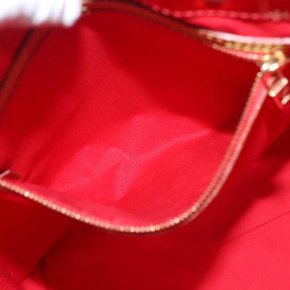 LOUIS VUITTON Monogram Vernis Reade MM Hand Bag Red Rouge M91086 LV Auth 119019