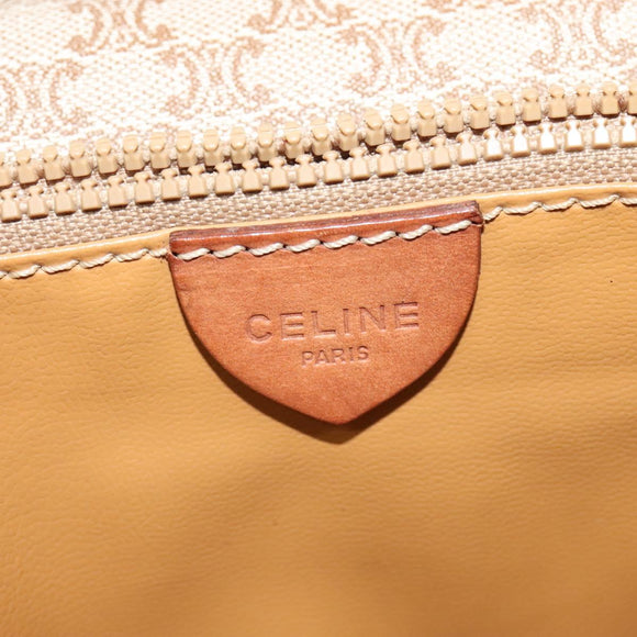 CELINE Macadam Canvas Shoulder Bag PVC Beige Gold Auth 119023