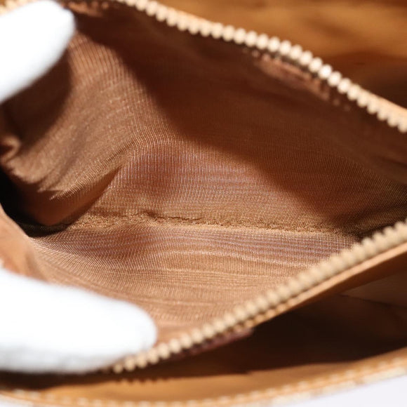 CELINE Macadam Canvas Shoulder Bag PVC Beige Gold Auth 119023