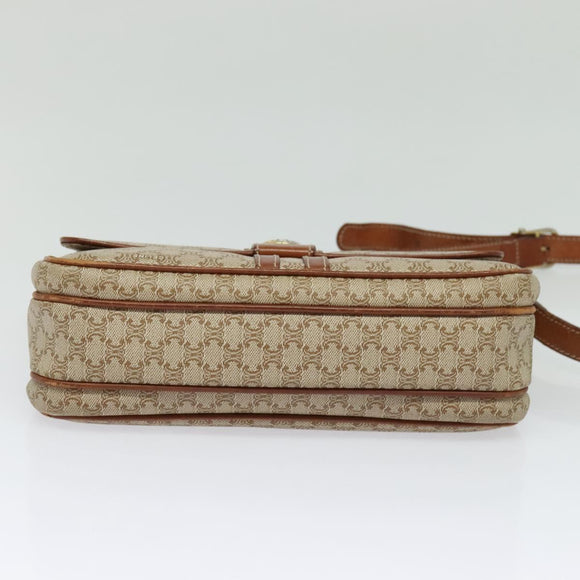 CELINE Macadam Canvas Shoulder Bag PVC Beige Gold Auth 119023