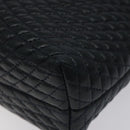 BALLY Hand Bag Leather Navy Gold Auth 119027-8