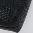 BALLY Hand Bag Leather Navy Gold Auth 119027-15