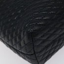 BALLY Hand Bag Leather Navy Gold Auth 119027-17