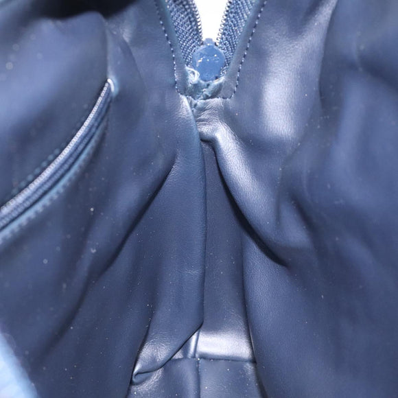 BALLY Hand Bag Leather Navy Gold Auth 119027