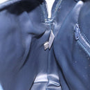 BALLY Hand Bag Leather Navy Gold Auth 119027-21