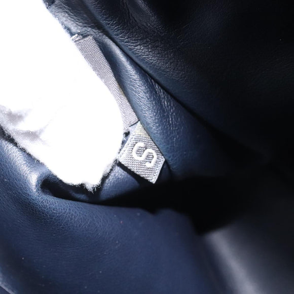 BALLY Hand Bag Leather Navy Gold Auth 119027