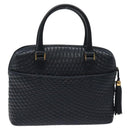 BALLY Hand Bag Leather Navy Gold Auth 119027-2