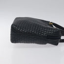 BALLY Hand Bag Leather Navy Gold Auth 119027-3