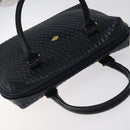 BALLY Hand Bag Leather Navy Gold Auth 119027-6