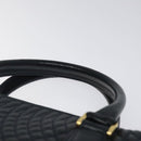 BALLY Hand Bag Leather Navy Gold Auth 119027-14