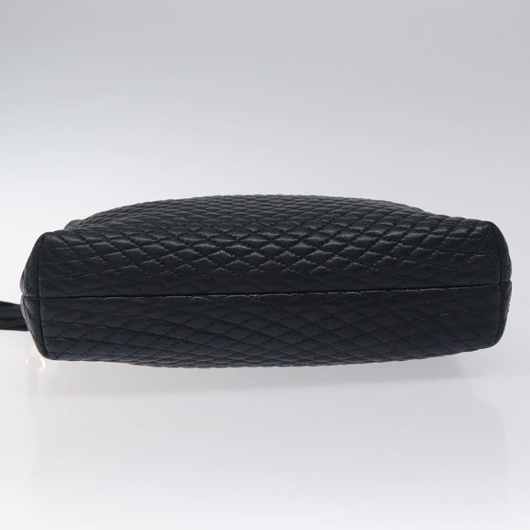 BALLY Hand Bag Leather Navy Gold Auth 119027