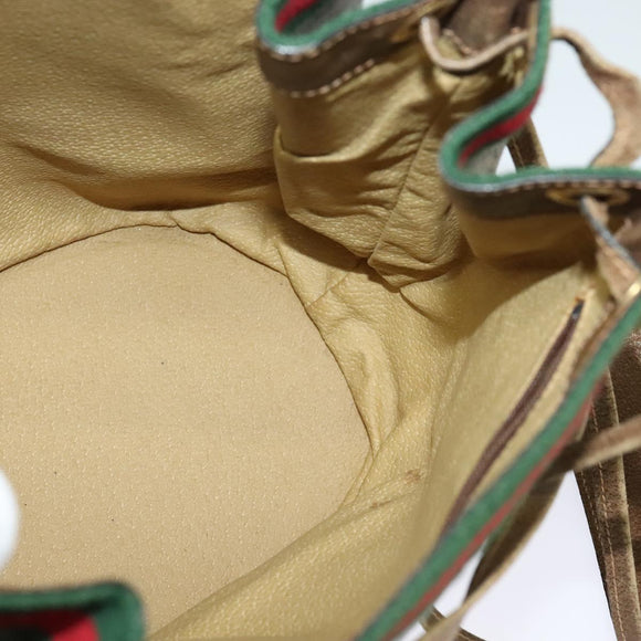 GUCCI GG Supreme Web Sherry Line Shoulder Bag PVC Beige Gold Auth 119029