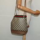 GUCCI GG Supreme Web Sherry Line Shoulder Bag PVC Beige Gold Auth 119029-19