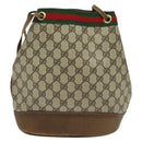 GUCCI GG Supreme Web Sherry Line Shoulder Bag PVC Beige Gold Auth 119029-2