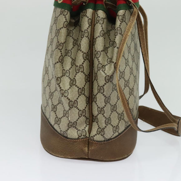 GUCCI GG Supreme Web Sherry Line Shoulder Bag PVC Beige Gold Auth 119029