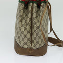 GUCCI GG Supreme Web Sherry Line Shoulder Bag PVC Beige Gold Auth 119029-3