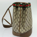 GUCCI GG Supreme Web Sherry Line Shoulder Bag PVC Beige Gold Auth 119029-5