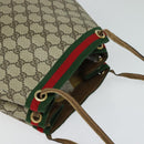 GUCCI GG Supreme Web Sherry Line Shoulder Bag PVC Beige Gold Auth 119029-6