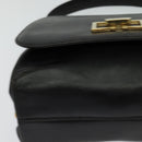 Salvatore Ferragamo Hand Bag Leather 2way Black Gold Auth 119032-14