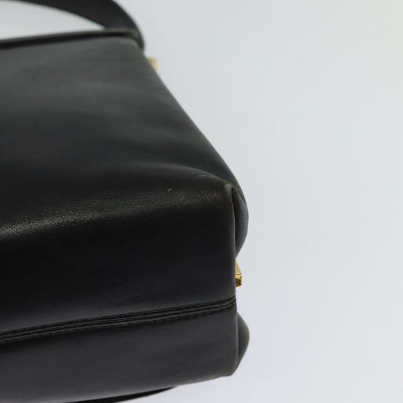 Salvatore Ferragamo Hand Bag Leather 2way Black Gold Auth 119032