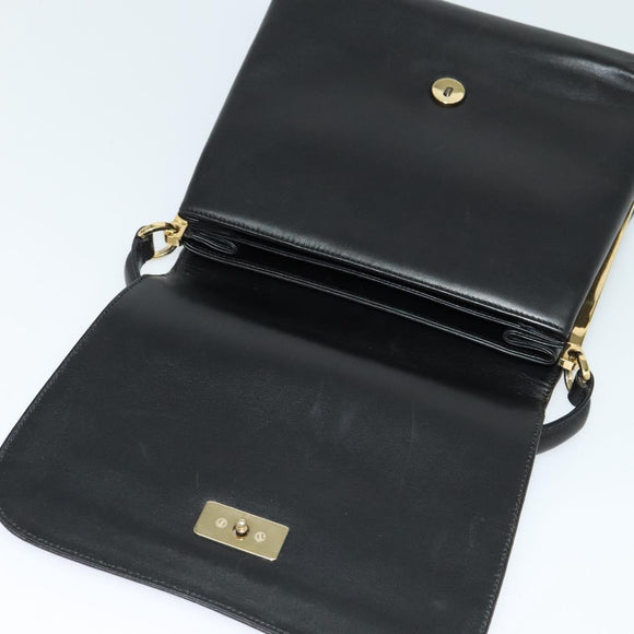 Salvatore Ferragamo Hand Bag Leather 2way Black Gold Auth 119032