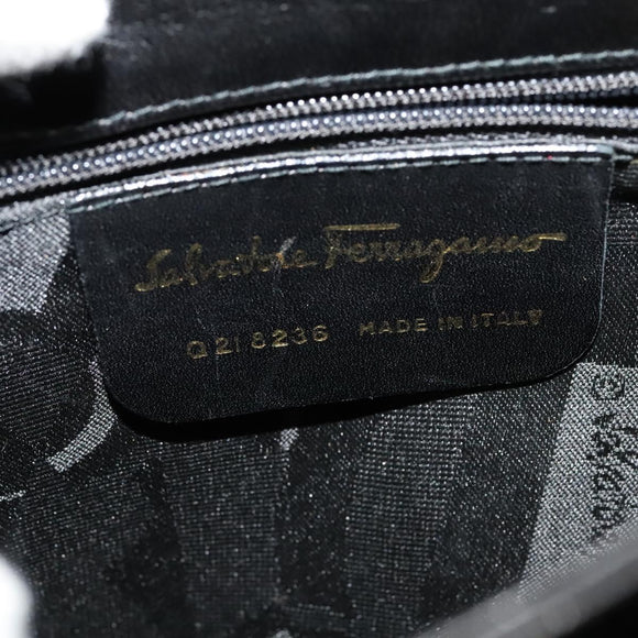 Salvatore Ferragamo Hand Bag Leather 2way Black Gold Auth 119032
