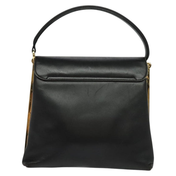 Salvatore Ferragamo Hand Bag Leather 2way Black Gold Auth 119032