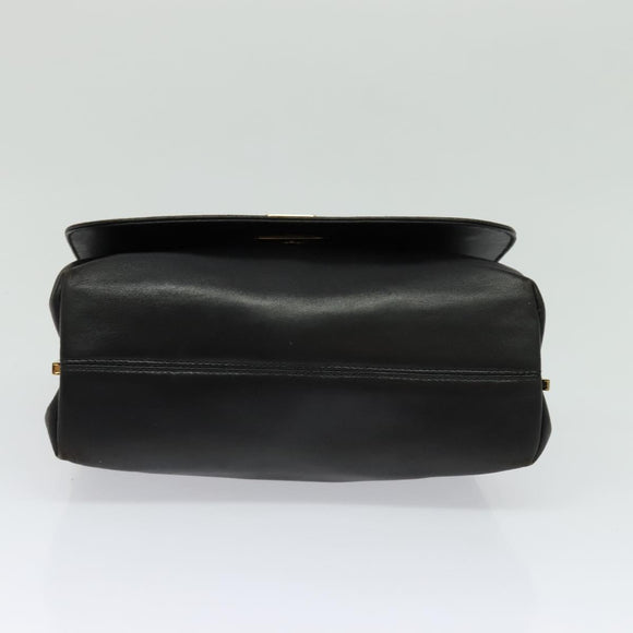 Salvatore Ferragamo Hand Bag Leather 2way Black Gold Auth 119032