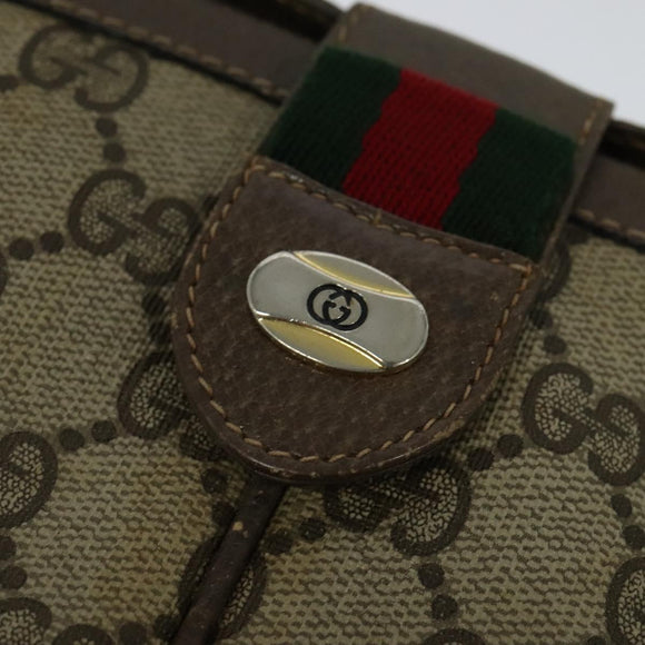 GUCCI GG Supreme Web Sherry Line Bag PVC Beige Gold 10 02 037 Auth 119034