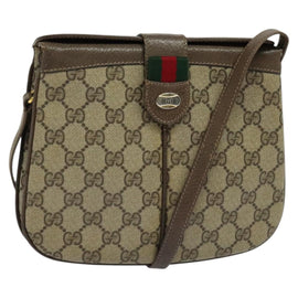 GUCCI GG Supreme Web Sherry Line Bag PVC Beige Gold 10 02 037 Auth 119034