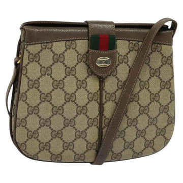 GUCCI GG Supreme Web Sherry Line Bag PVC Beige Gold 10 02 037 Auth 119034