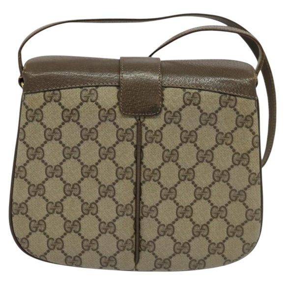 GUCCI GG Supreme Web Sherry Line Bag PVC Beige Gold 10 02 037 Auth 119034