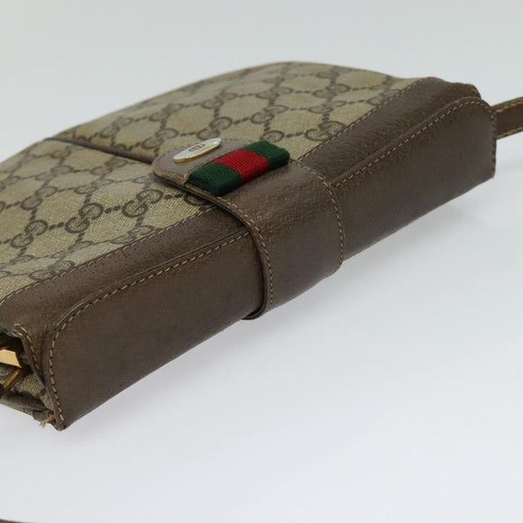 GUCCI GG Supreme Web Sherry Line Bag PVC Beige Gold 10 02 037 Auth 119034